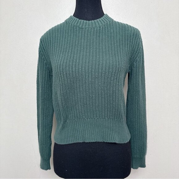 Rolla's Womens Xsmall Fluffy Sailor Sweater Cropped In Green Color - Picture 2 of 12